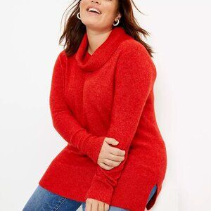 Ann Taylor LOFT Plus Cowl Neck Tunic Sweater Red Sz 16/18 20/22 24/26 NWT